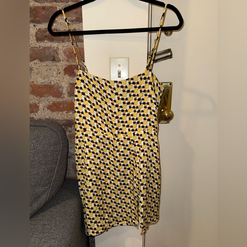 RESA Silk Yellow and Black Floral Mini Dress